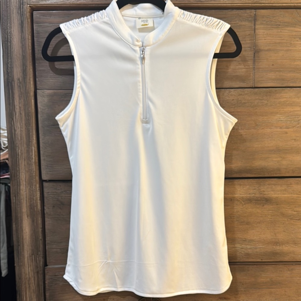 Greg Norman Collection White Fitted Muscle Tee with Mandarin Collar